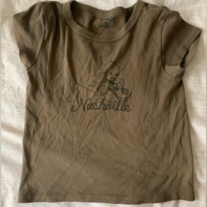 Cozy brown t-shirt, fits slightly looser than a baby tee
